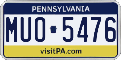 PA license plate MUO5476