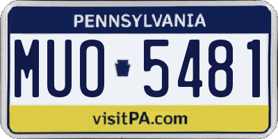 PA license plate MUO5481