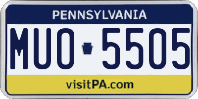 PA license plate MUO5505