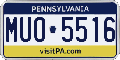 PA license plate MUO5516