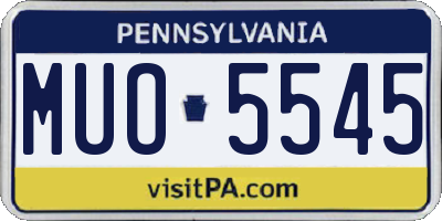 PA license plate MUO5545