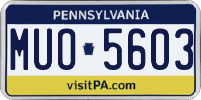 PA license plate MUO5603