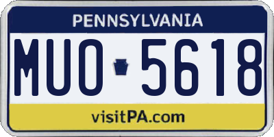 PA license plate MUO5618