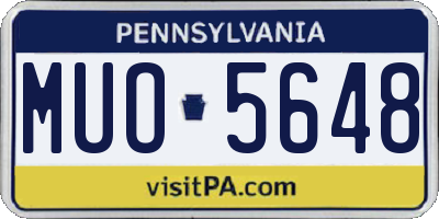 PA license plate MUO5648