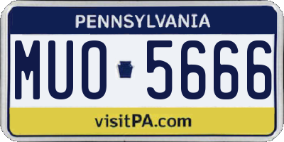 PA license plate MUO5666
