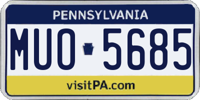 PA license plate MUO5685