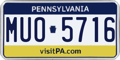 PA license plate MUO5716