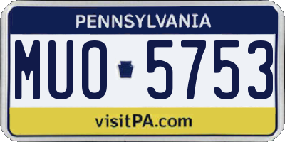 PA license plate MUO5753