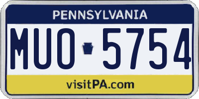 PA license plate MUO5754