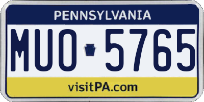 PA license plate MUO5765