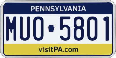 PA license plate MUO5801