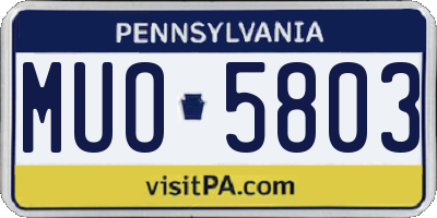 PA license plate MUO5803