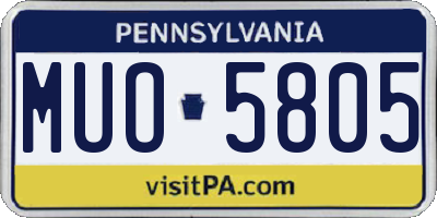 PA license plate MUO5805