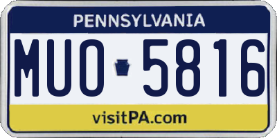 PA license plate MUO5816