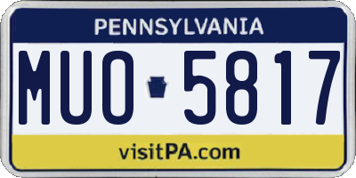 PA license plate MUO5817