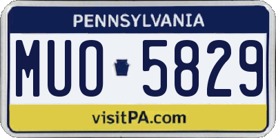 PA license plate MUO5829