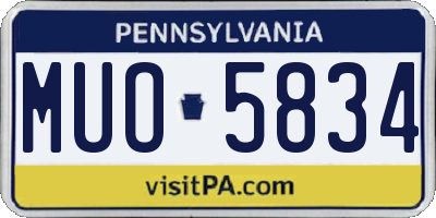 PA license plate MUO5834
