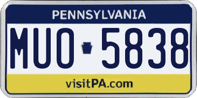 PA license plate MUO5838