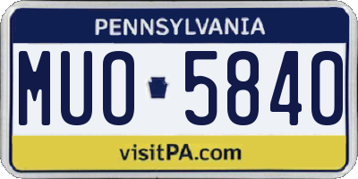 PA license plate MUO5840