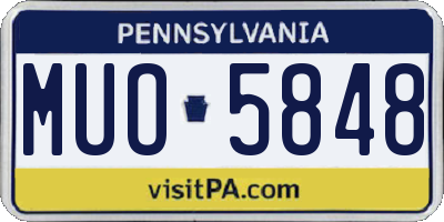 PA license plate MUO5848