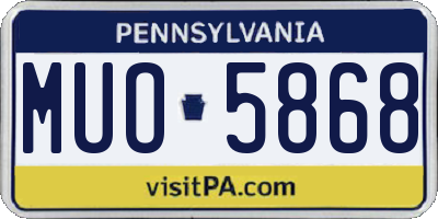 PA license plate MUO5868
