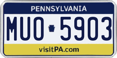 PA license plate MUO5903