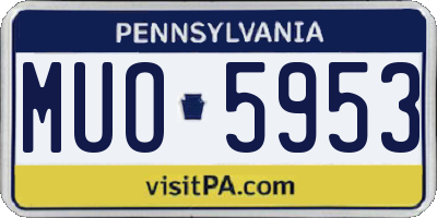 PA license plate MUO5953