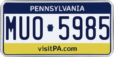 PA license plate MUO5985