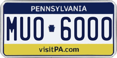 PA license plate MUO6000