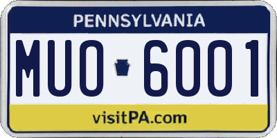 PA license plate MUO6001