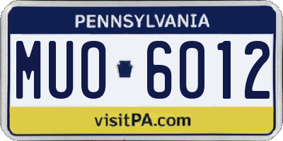 PA license plate MUO6012