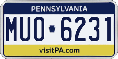 PA license plate MUO6231