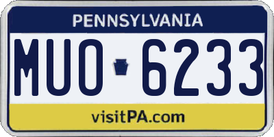 PA license plate MUO6233