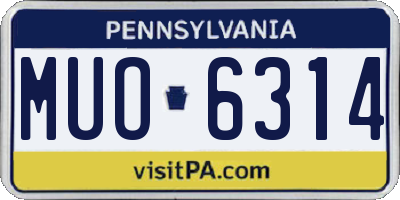 PA license plate MUO6314