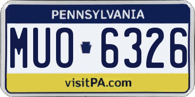PA license plate MUO6326