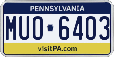 PA license plate MUO6403