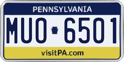 PA license plate MUO6501