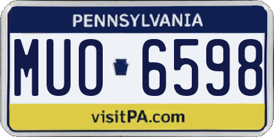 PA license plate MUO6598