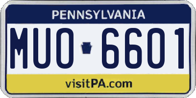 PA license plate MUO6601