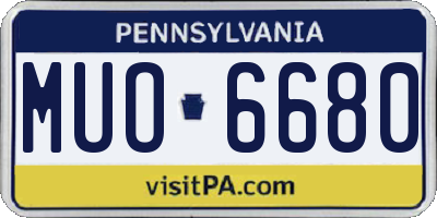 PA license plate MUO6680