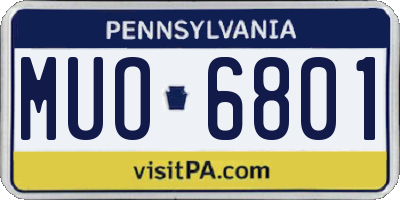 PA license plate MUO6801