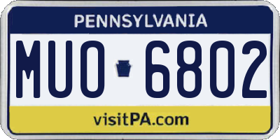 PA license plate MUO6802