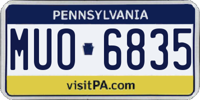 PA license plate MUO6835