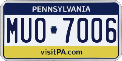 PA license plate MUO7006