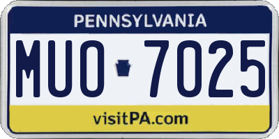 PA license plate MUO7025