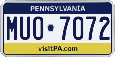 PA license plate MUO7072
