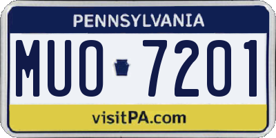 PA license plate MUO7201