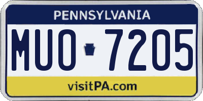 PA license plate MUO7205