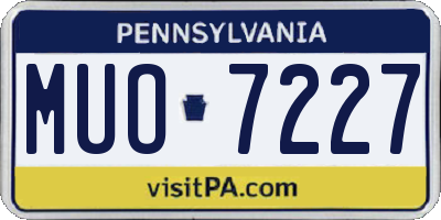 PA license plate MUO7227