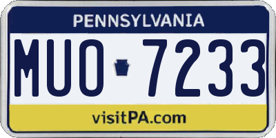 PA license plate MUO7233